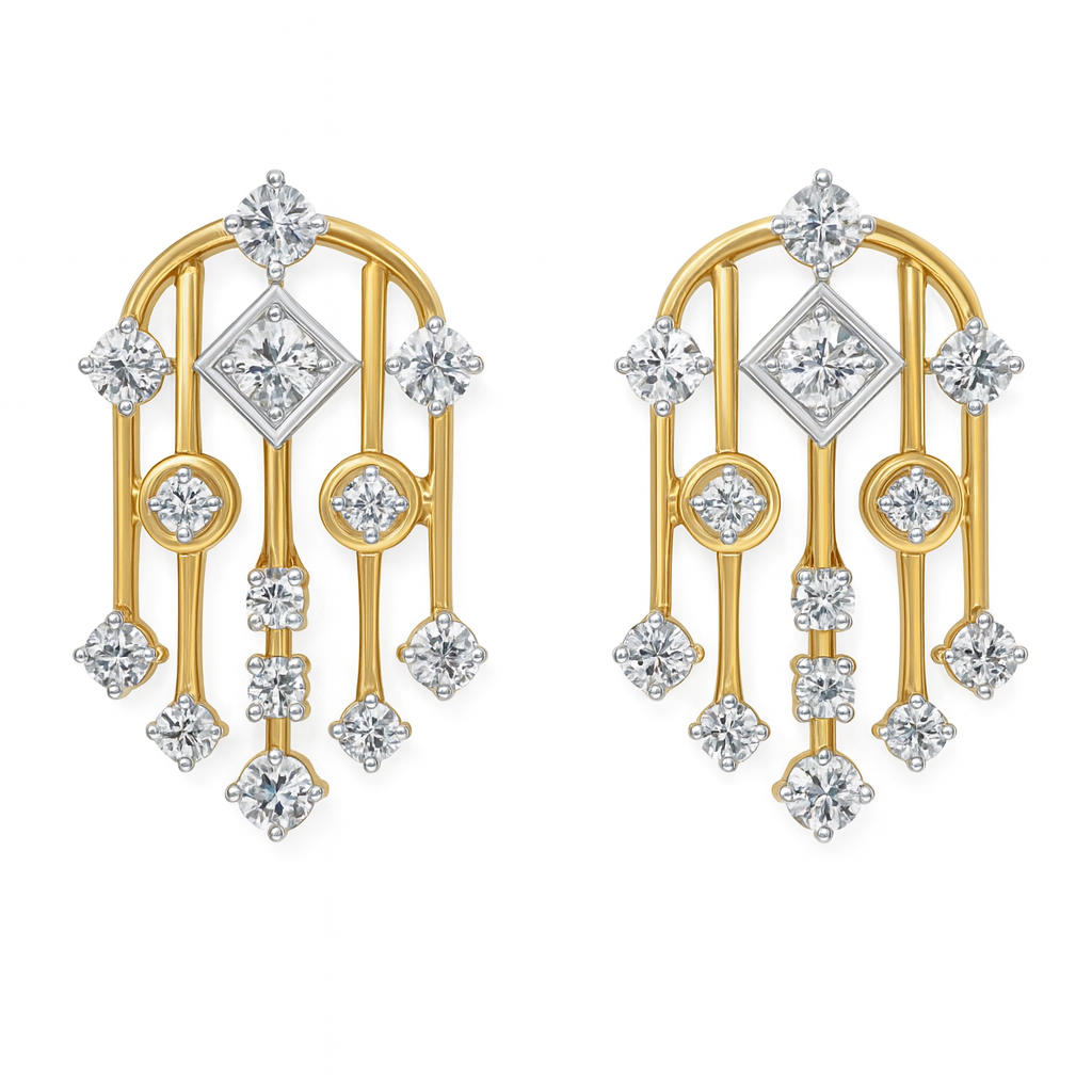 Beautiful 18 Kt Gold  Natural Diamond Earing